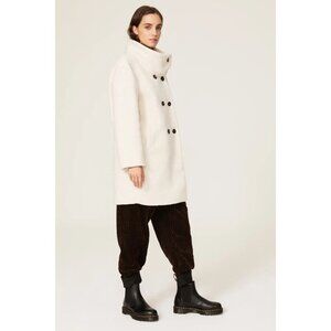 R-57. Harris Wharf London Funnel Collar Coat Boucle